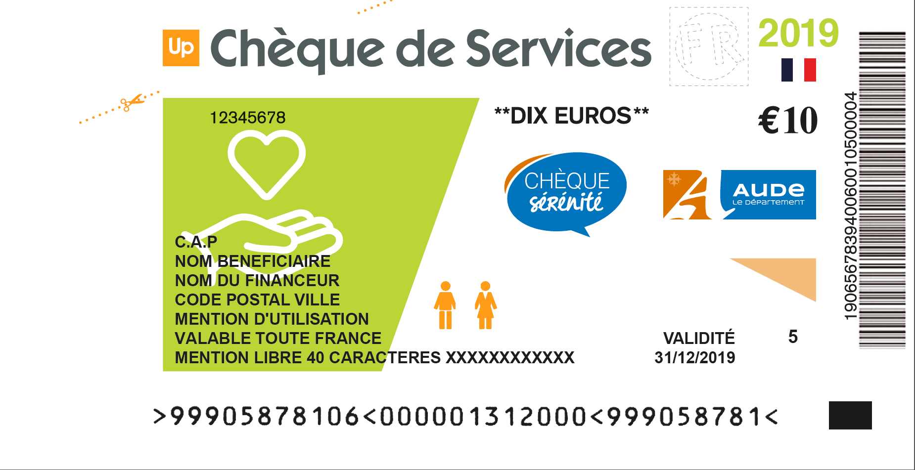 Visuel chèque sérénité du Département de l'Aude