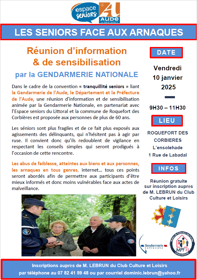 Réunion d'information et de sensibilisation de la gendarmerie